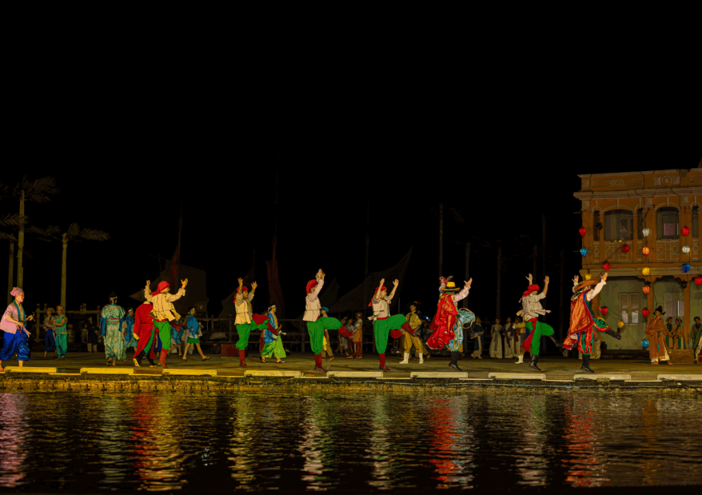 Hoi An Memories Show stage with traditional Vietnamese performance at night