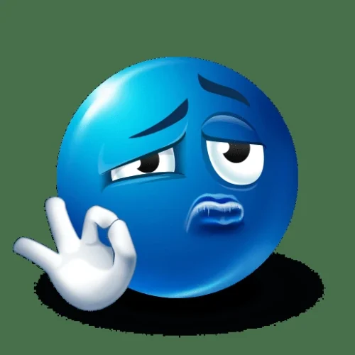 Mặt cười xanh mệt mỏi làm ký hiệu OK, dùng khi đồng ý mà chẳng vui gì