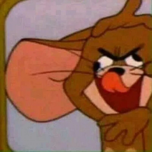 Jerry cận mặt nhíu mày cười gian, biểu cảm vừa nghĩ ra trò gì đó