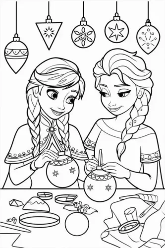 Anna và Elsa trang trí đồ Giáng sinh