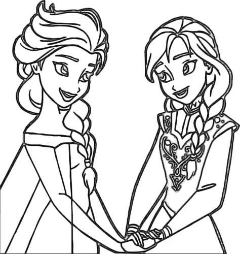 Anna và Elsa nắm tay, nét đậm