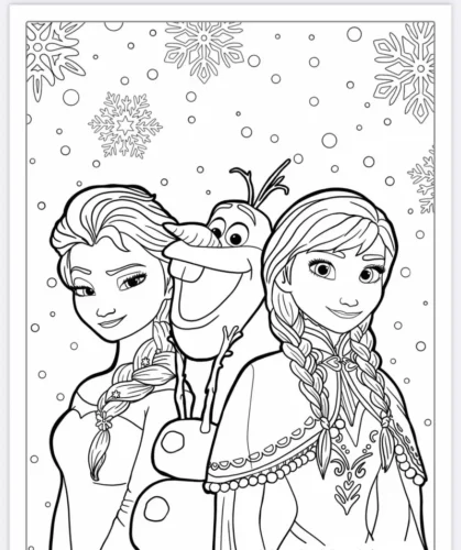 Anna, Elsa và Olaf giữa tuyết rơi