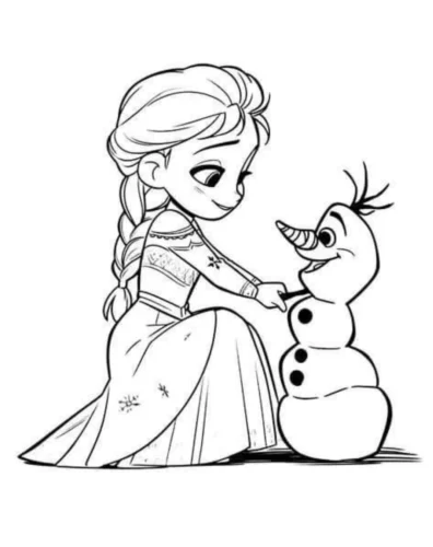 Anna ngồi xây người tuyết Olaf