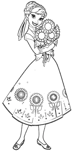 Anna ôm bó hoa hướng dương