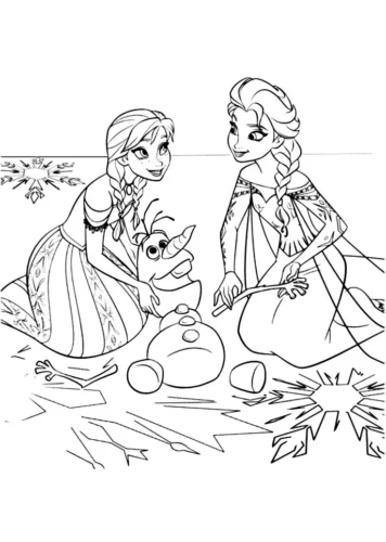 Anna, Elsa và Olaf chơi tuyết