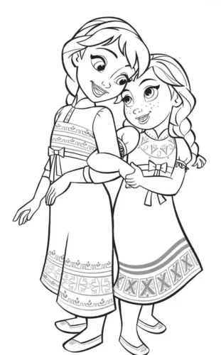 Anna và Elsa nhí ôm nhau