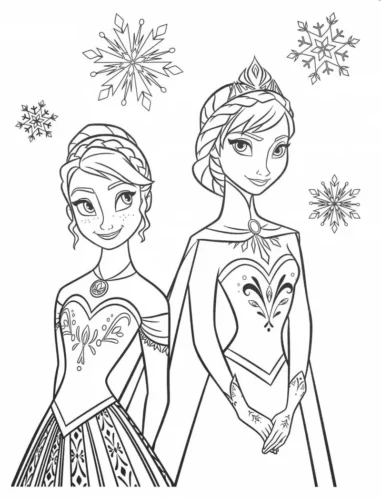 Anna và Elsa giữa bông tuyết lớn