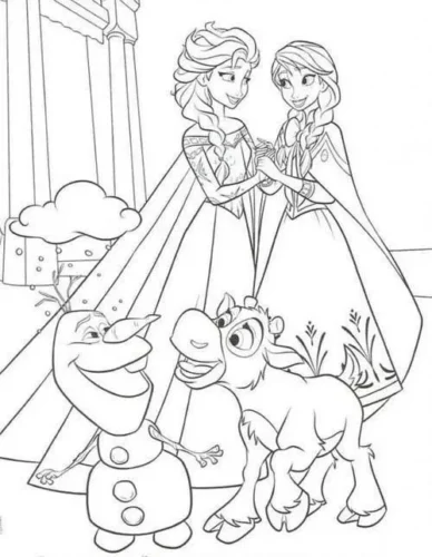 Anna, Elsa cùng Olaf và tuần lộc nhỏ