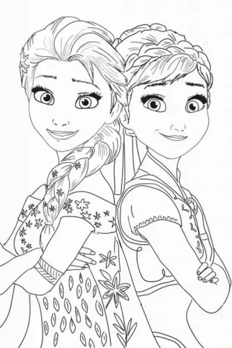 Hình tô màu anna và Elsa quay lưng vào nhau