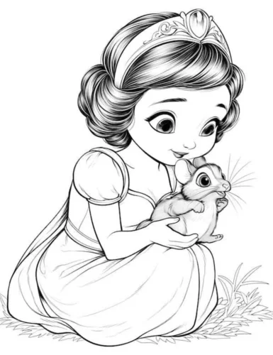 Bạch Tuyết ôm chú sóc nhỏ