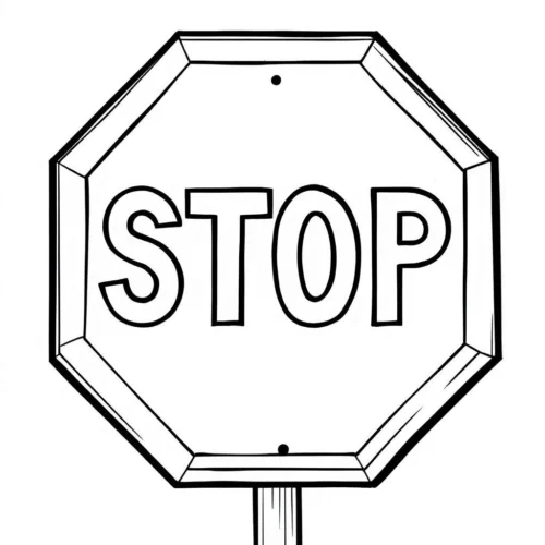 Biển STOP trên cột, nét đậm