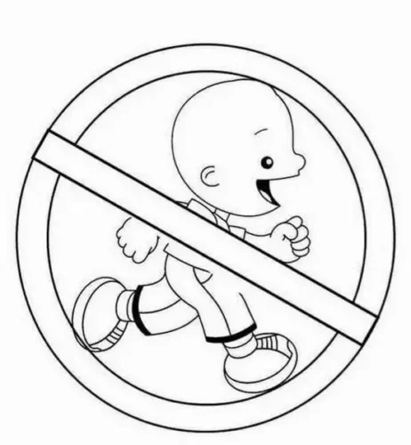 Mẫu tô màu biển cấm có em bé chạy