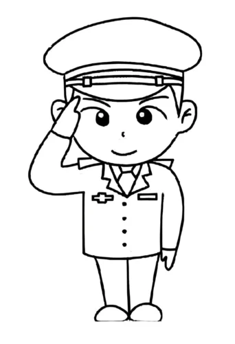 Mẫu tô màu chú cảnh sát chào
