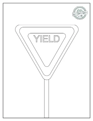 Mẫu tô màu biển nhường đường chữ YIELD