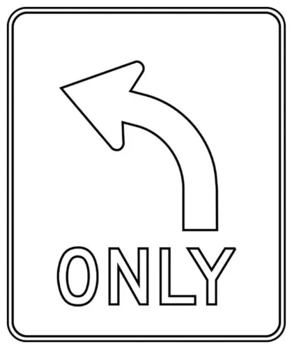Hình tô màu biển chỉ được rẽ trái chữ ONLY
