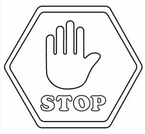 Tranh tô màu biển STOP bàn tay