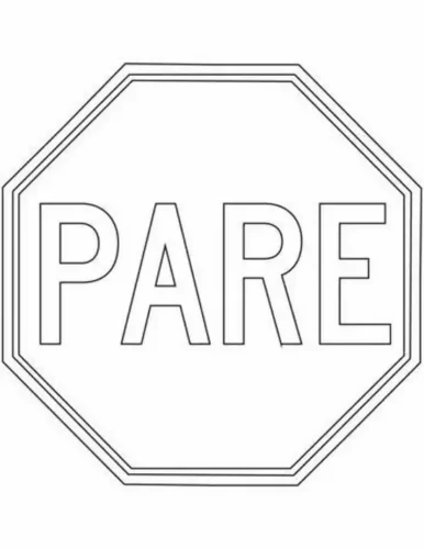 Hình tô màu biển dừng lại chữ PARE