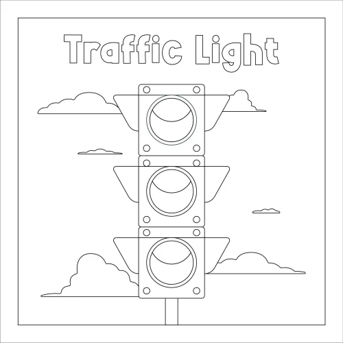 Tranh tô màu đèn tín hiệu dưới chữ Traffic Light