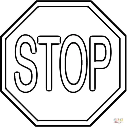 Hình tô màu biển STOP bát giác nét đậm