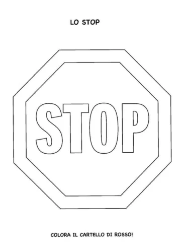 Hình tô màu biển STOP nét mảnh