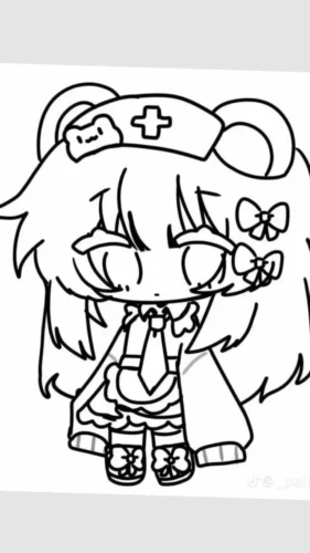 Cô bé chibi cài nơ đội mũ y tá
