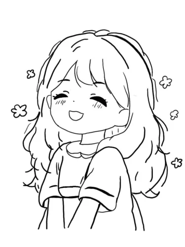 Cô bé chibi cười nhắm mắt