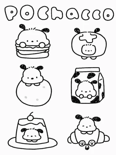 Pochacco chibi giữa đồ ăn