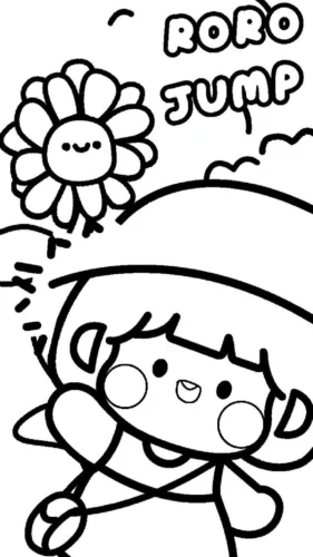 Mẫu tô màu bé chibi đội mũ bông hoa
