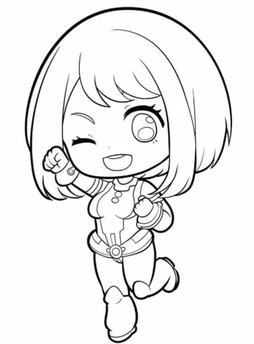Tranh tô màu cô bé chibi tóc ngắn nháy mắt
