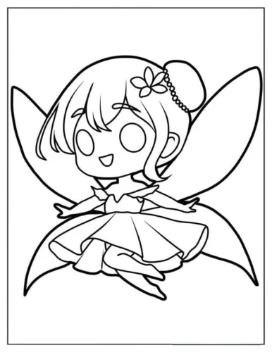 Mẫu tô màu cô bé chibi có cánh tiên