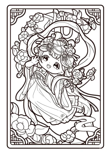 Cô bé chibi áo cổ trang trong khung