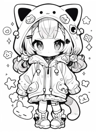 Cô bé chibi mặc áo mèo