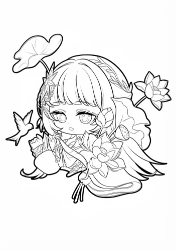 Cô bé chibi giữa hoa và mây
