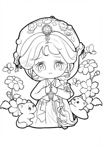 Cô bé chibi đội vòng hoa