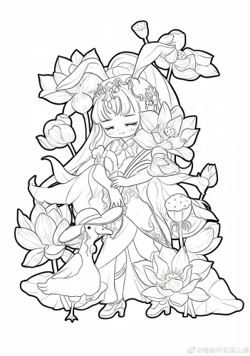 Cô bé chibi giữa hoa lá