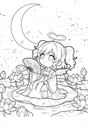 Cô bé chibi dưới vầng trăng