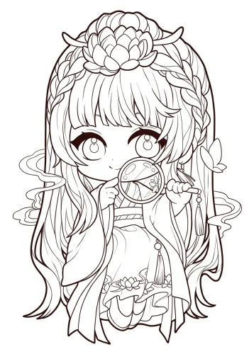 Cô bé chibi cài hoa