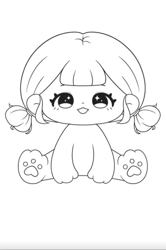 Bé chibi tóc ngố ngồi