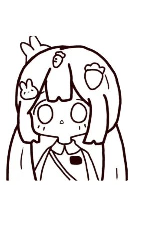 Hình tô màu bé chibi tóc ngắn cài hoa