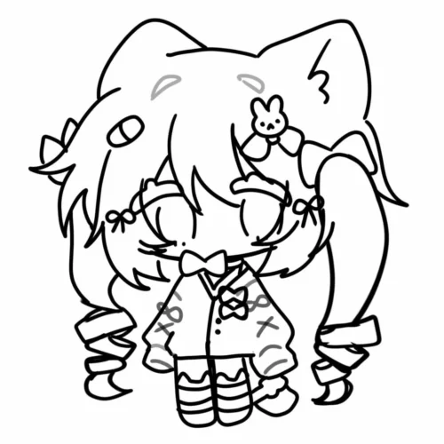 Cô bé chibi tai mèo cài kẹp thỏ