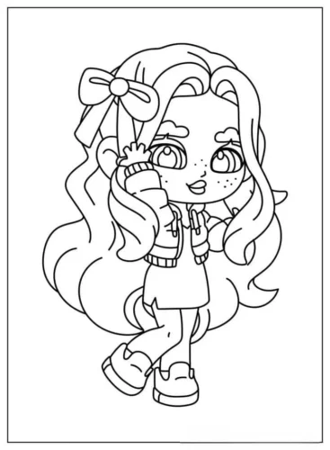 Cô bé chibi tóc xoăn đeo túi