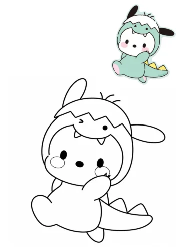 Bé chibi mặc đồ khủng long
