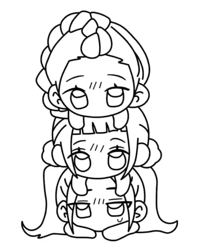 Hai cô bé chibi xếp chồng