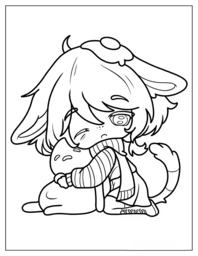 Cô bé chibi ôm chú cáo