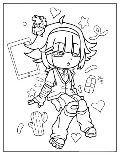 Cô bé chibi bên máy tính bảng