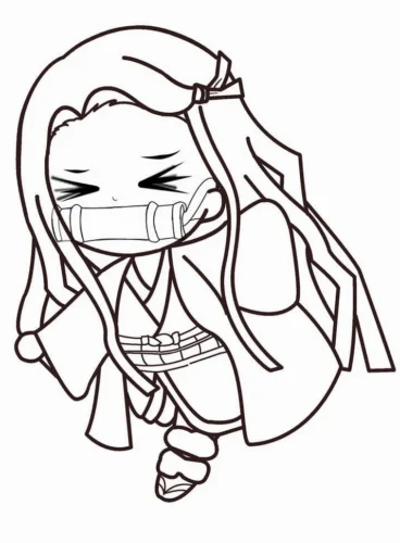 Nezuko chibi ngậm ống tre