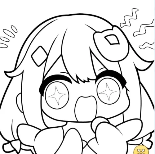 Mẫu tô màu cô bé chibi mắt ngôi sao