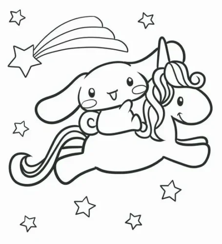 Cinnamoroll cưỡi kỳ lân giữa sao