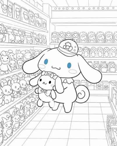 Cinnamoroll đi chợ giữa quầy hàng