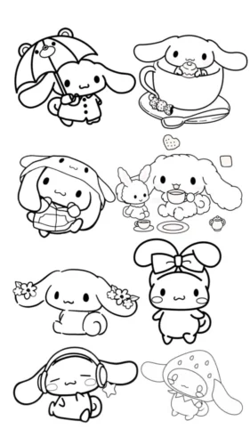 Nhiều Cinnamoroll nhỏ trên một trang